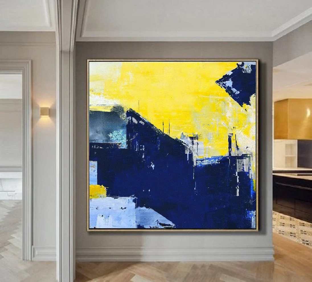 Dining Blue Office Entryway Abstract Canvas Artwork DEV75 wall art
